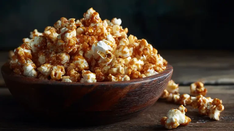 A bowl of Gordon Ramsay's caramel popcorn, showing the unique light and crunchy honeycomb caramel coating.