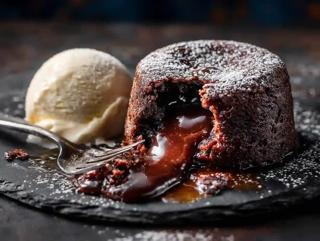 Gordon Ramsay Chocolate Fondant: A Shockingly Easy 3-Step Method 4 A serving of Gordon Ramsay's chocolate fondant plated with a scoop of vanilla bean ice cream.