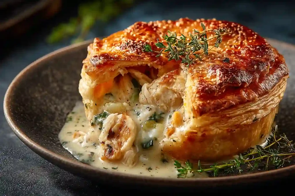 Gordon Ramsay Chicken Pot Pie being served from plate