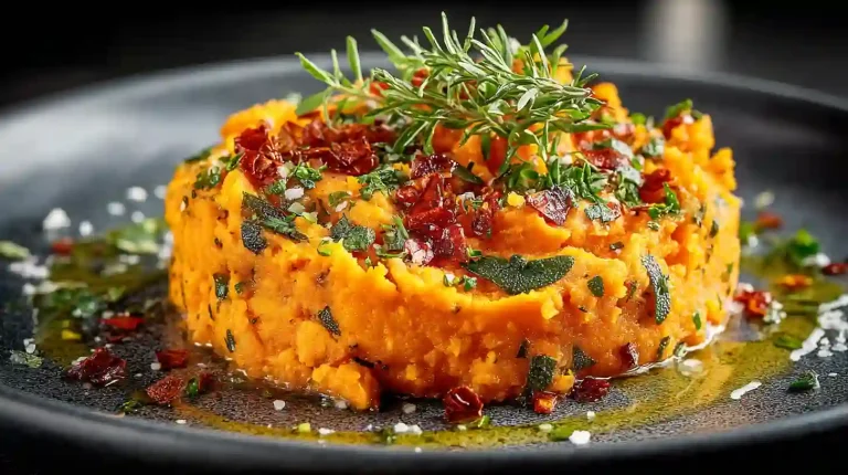 Gordon Ramsay Mashed Sweet Potatoes served warm with caramelized shallots