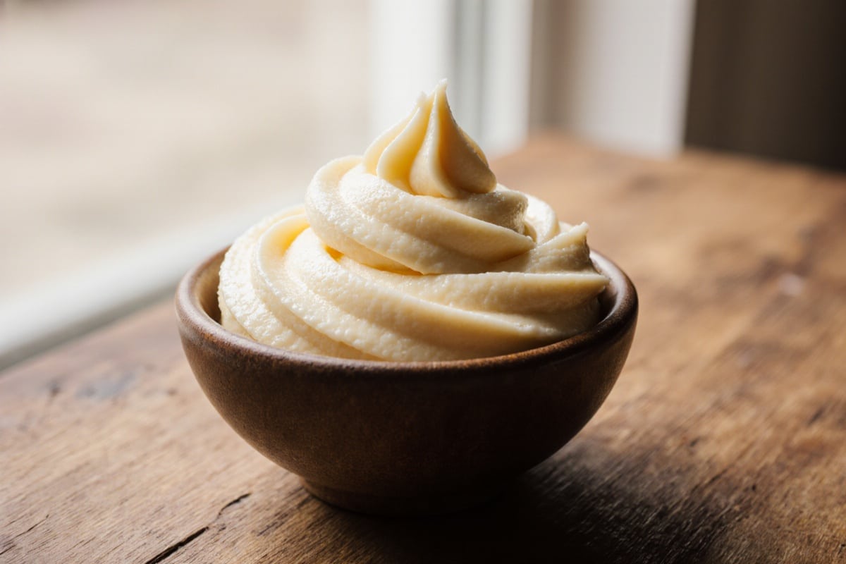 gordon ramsay buttercream frosting made with butter, sugar, and vanilla, beautifully piped onto cupcakes.