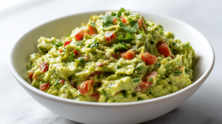 Gordon Ramsay guacamole with creamy texture and fresh ingredients.