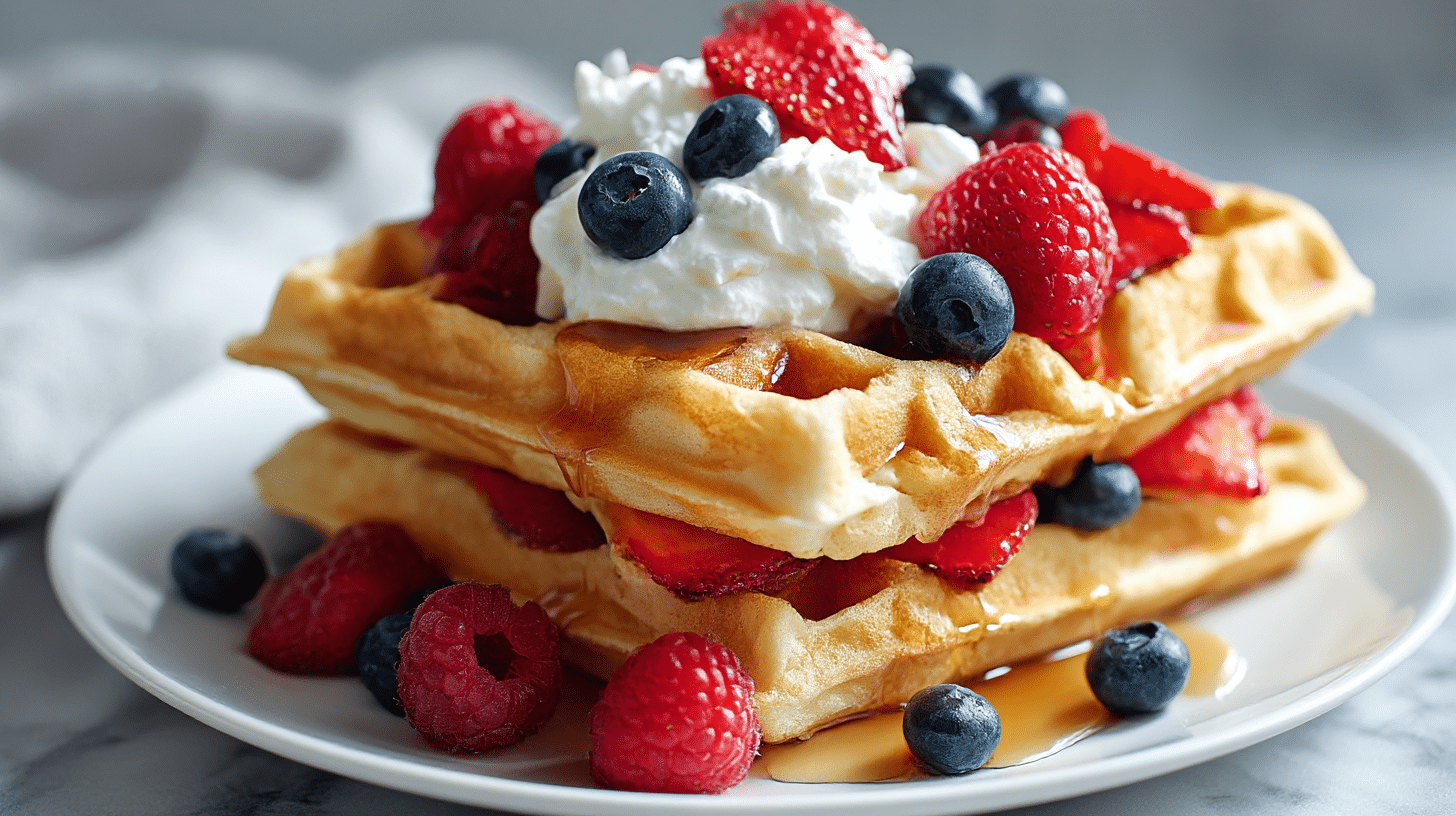 gordon ramsay waffle served on a white plate