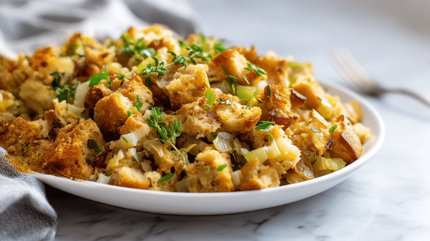 A delightful gordon ramsay bread stuffing featuring sautéed onions and fresh herbs
