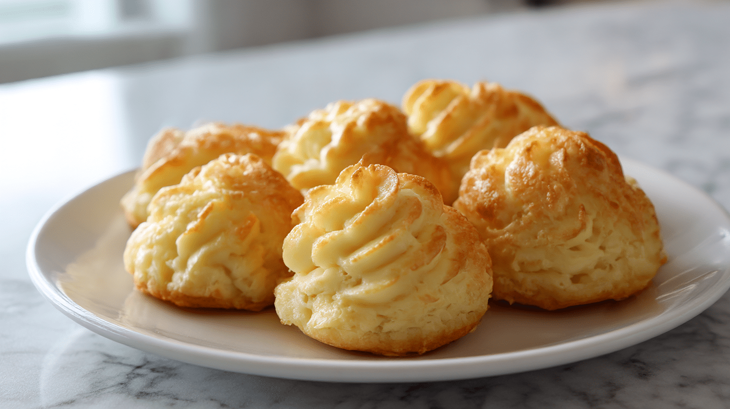 Gordon Ramsay duchess potatoes served on a white ceramic plate.