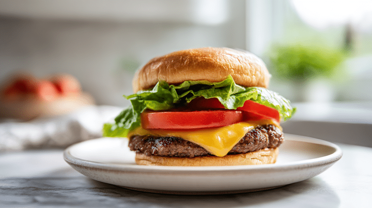 A delicious gordon ramsay wagyu burger with fresh ingredients