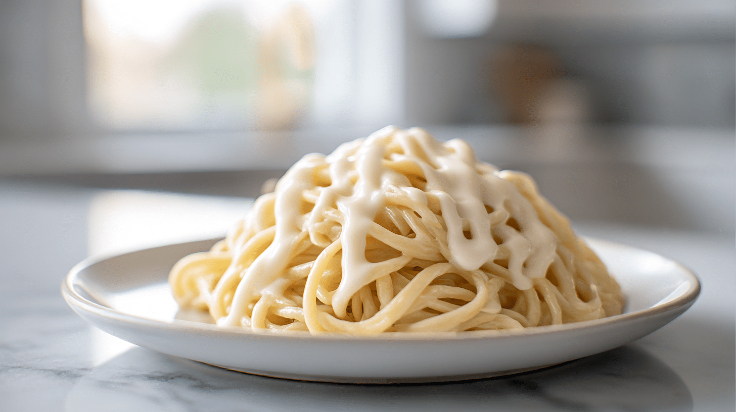 Delicious gordon ramsay bechamel sauce on a plate of pasta.