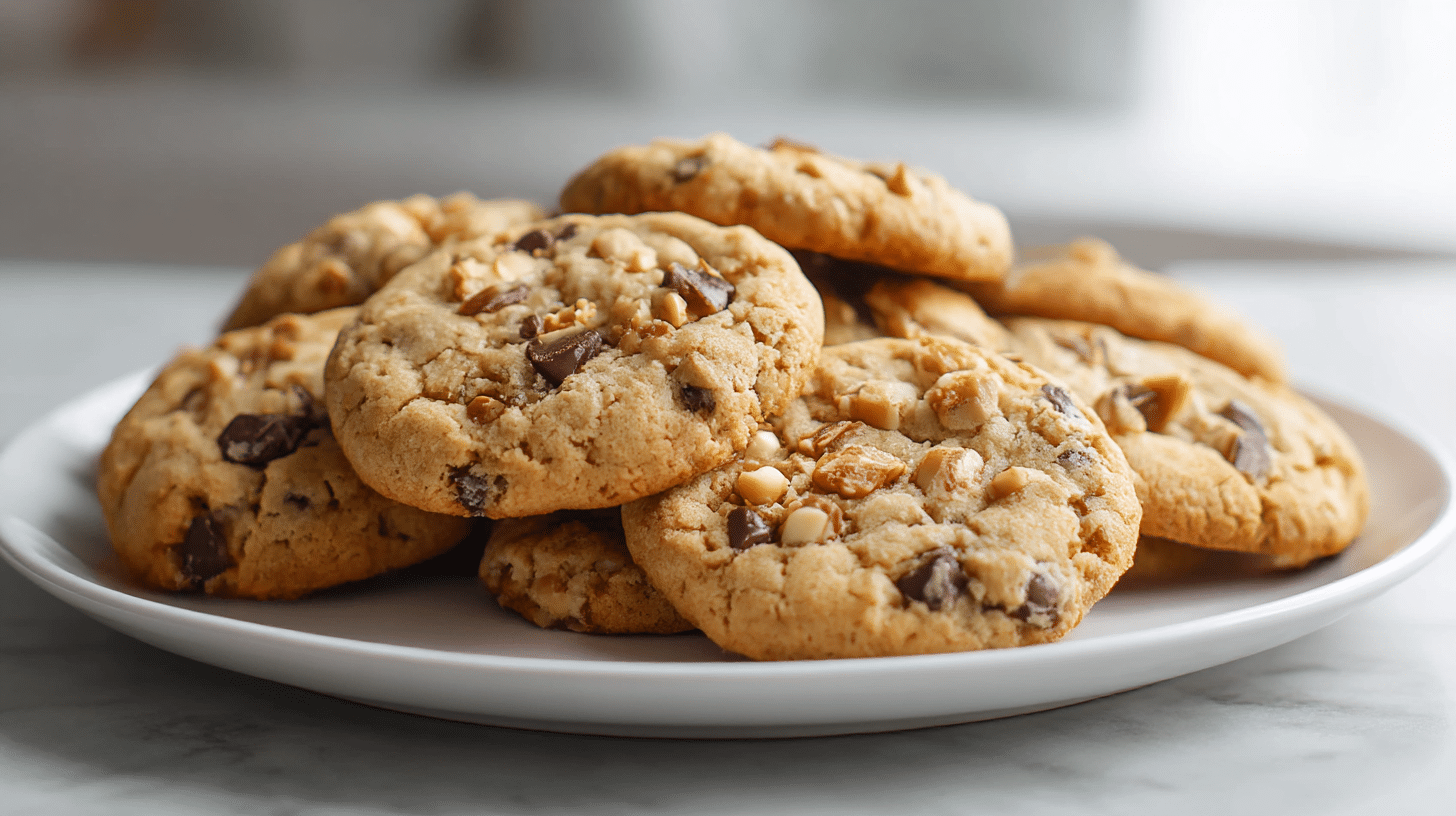 Delicious gordon ramsay cowboy cookies showcasing chocolate chips and nutty goodness.