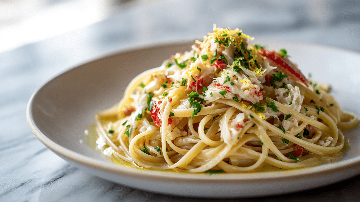 Gordon ramsay crab linguine featuring fresh crab and herbs