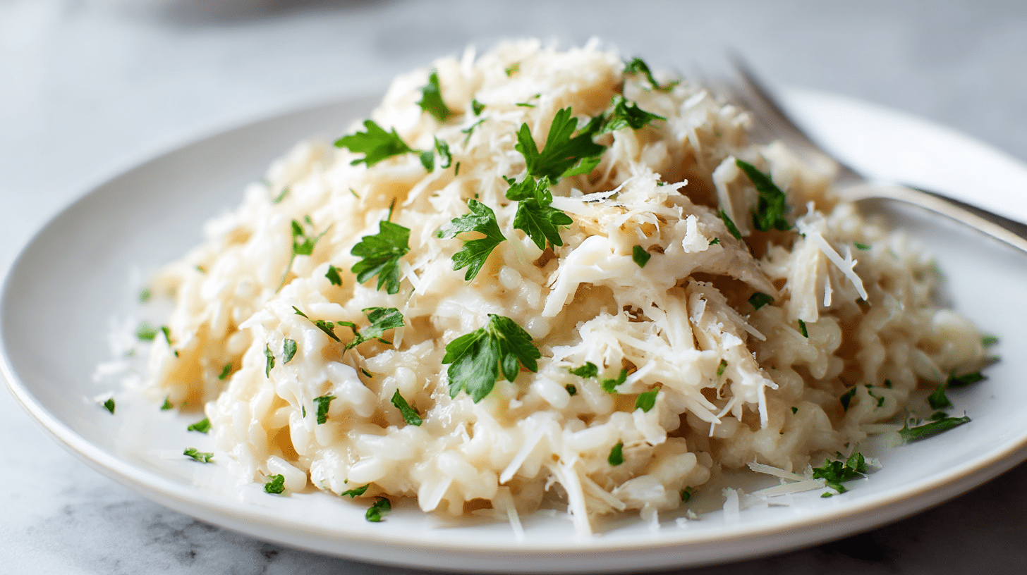 Gordon Ramsay Crab Risotto Recipe 2 Indulgent gordon ramsay crab risotto with vibrant crab meat and garnished with parsley, on a minimalist table.