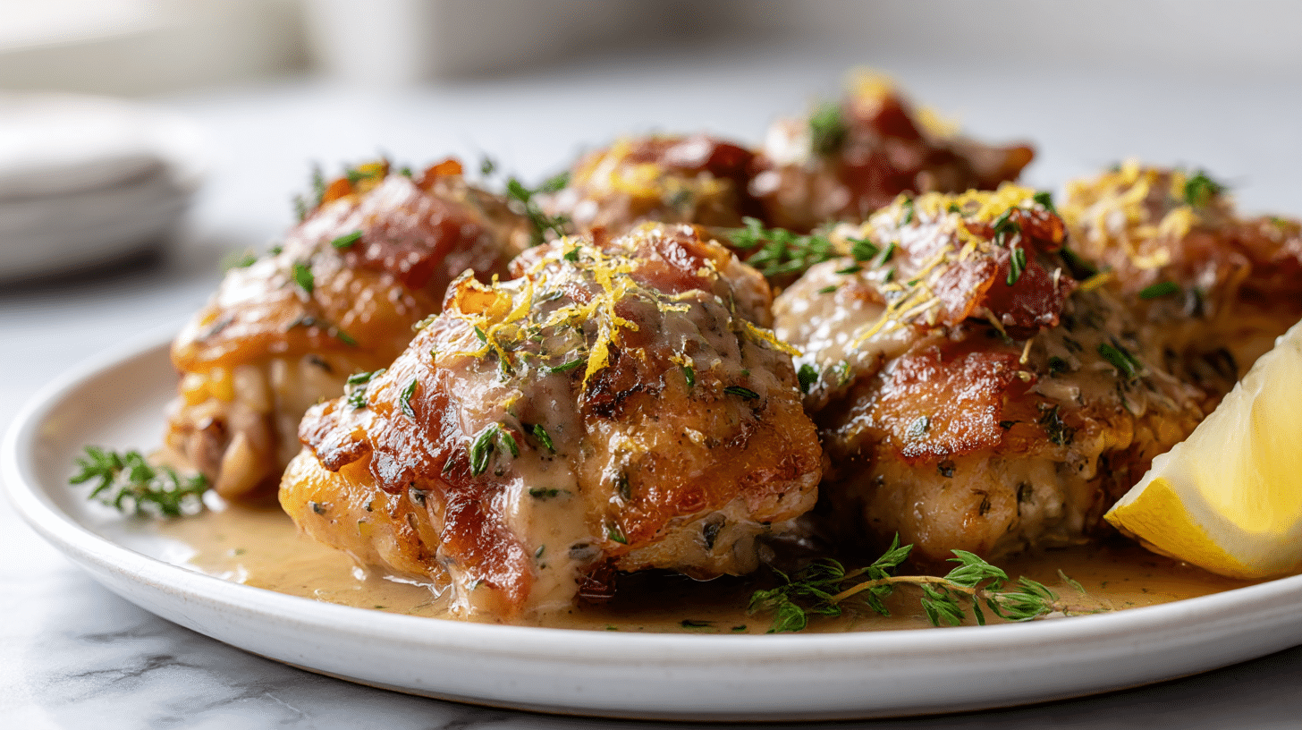 gordon ramsay holiday lemon herb chicken thighs with a crispy bacon gravy 2