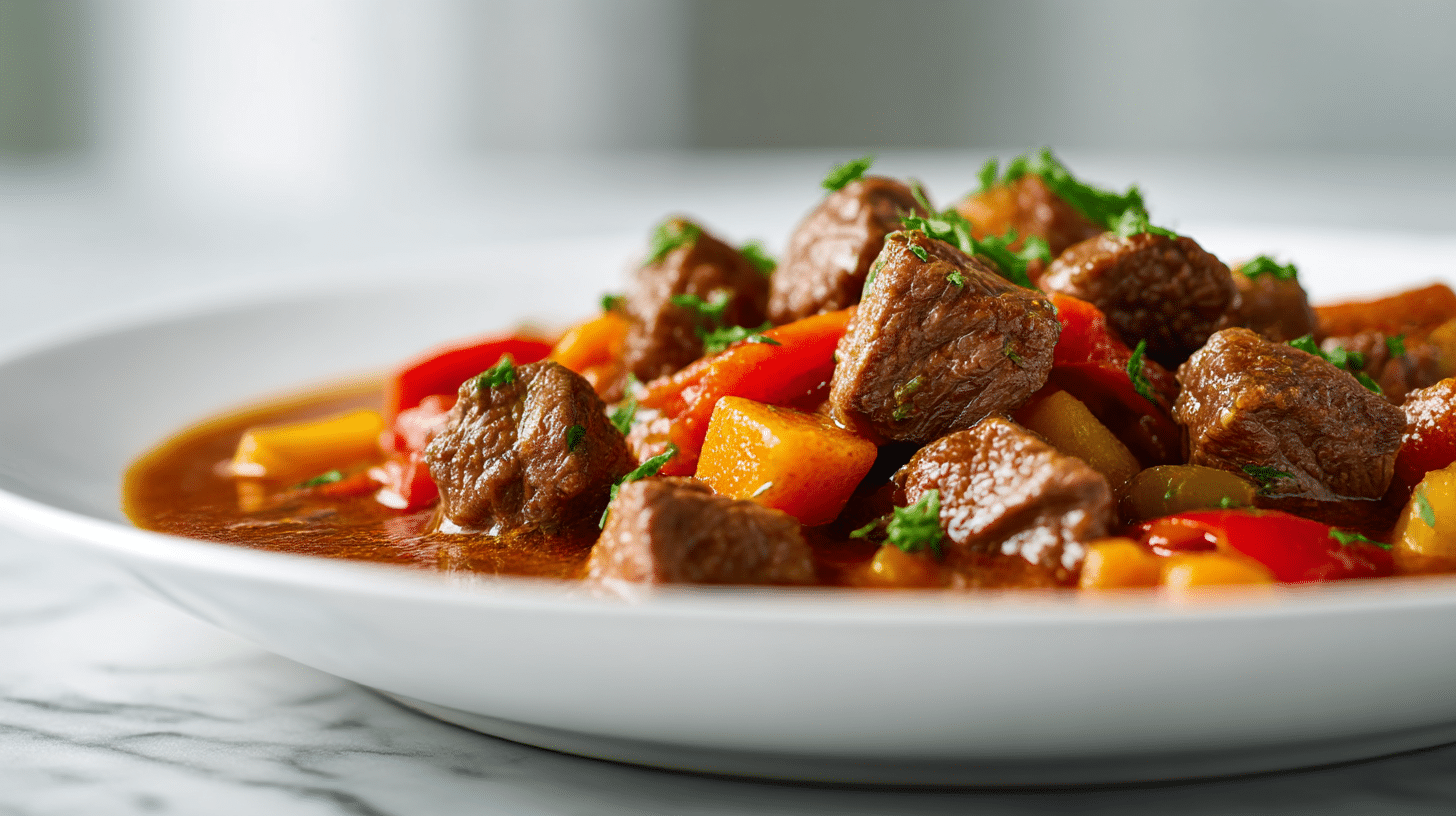 Gordon Ramsay Hungarian goulash in a close-up view