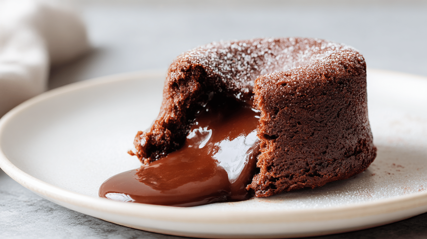 Gordon Ramsay molten lava cake showcasing its luscious, oozing center.