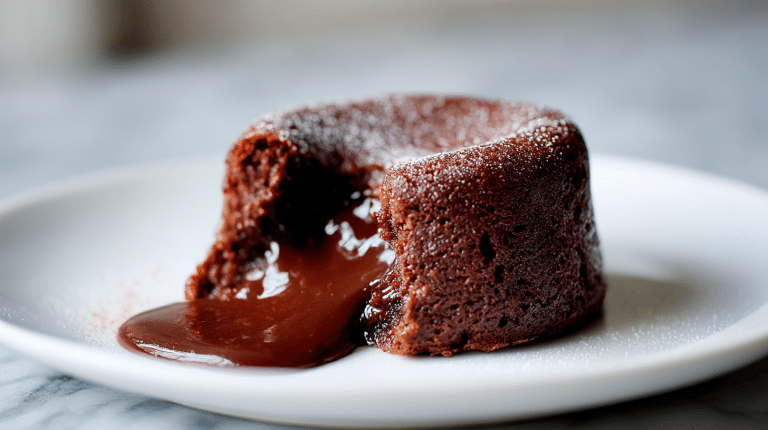 A Gordon Ramsay molten lava cake with a rich, gooey center.