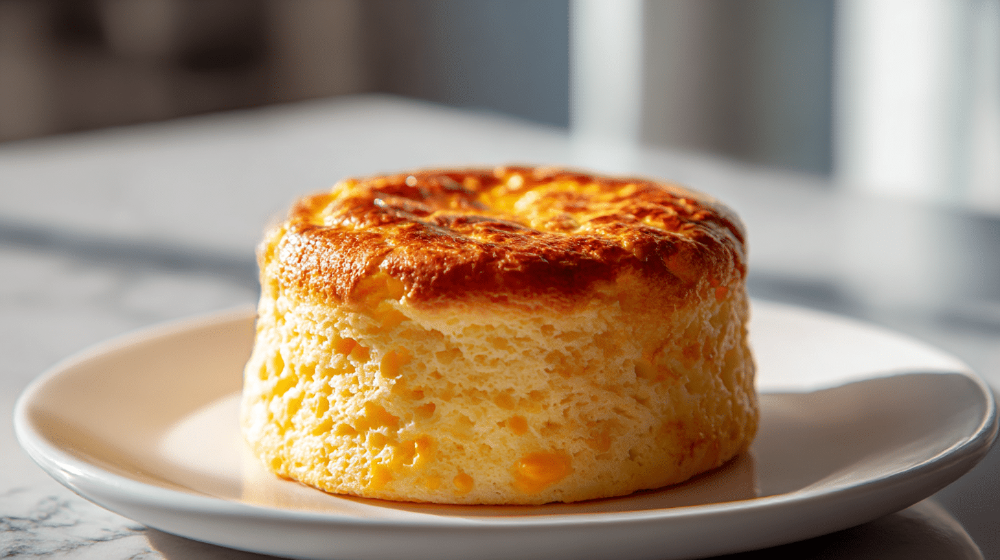 gordon ramsay passion fruit souffle served on a white plate