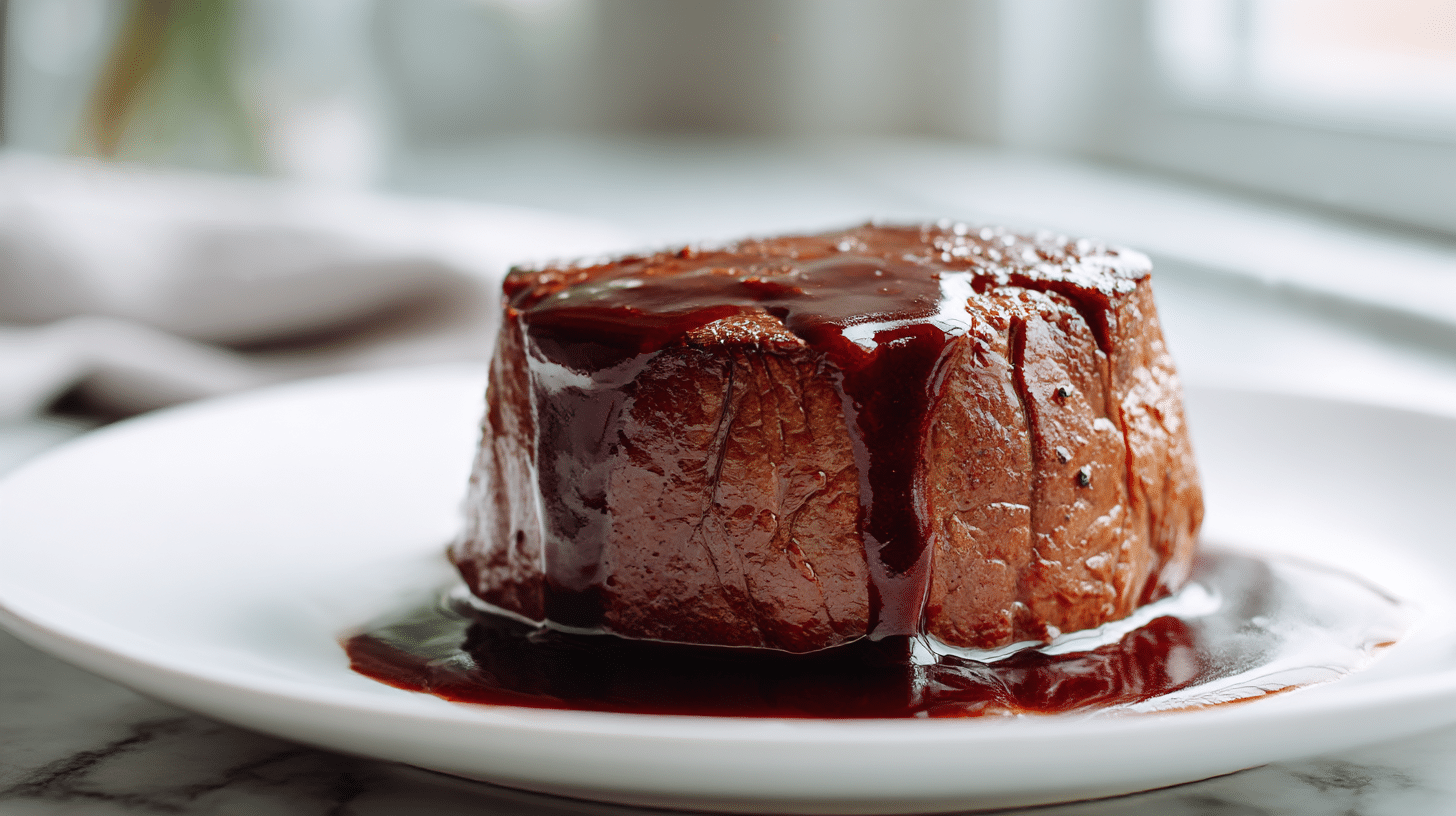 gordon ramsay red wine jus drizzled over a steak