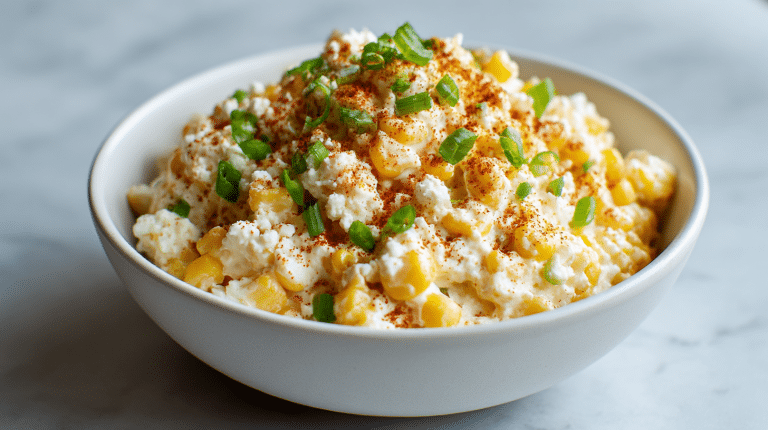 A delicious gordon ramsay street corn dip with fresh corn and creamy toppings.