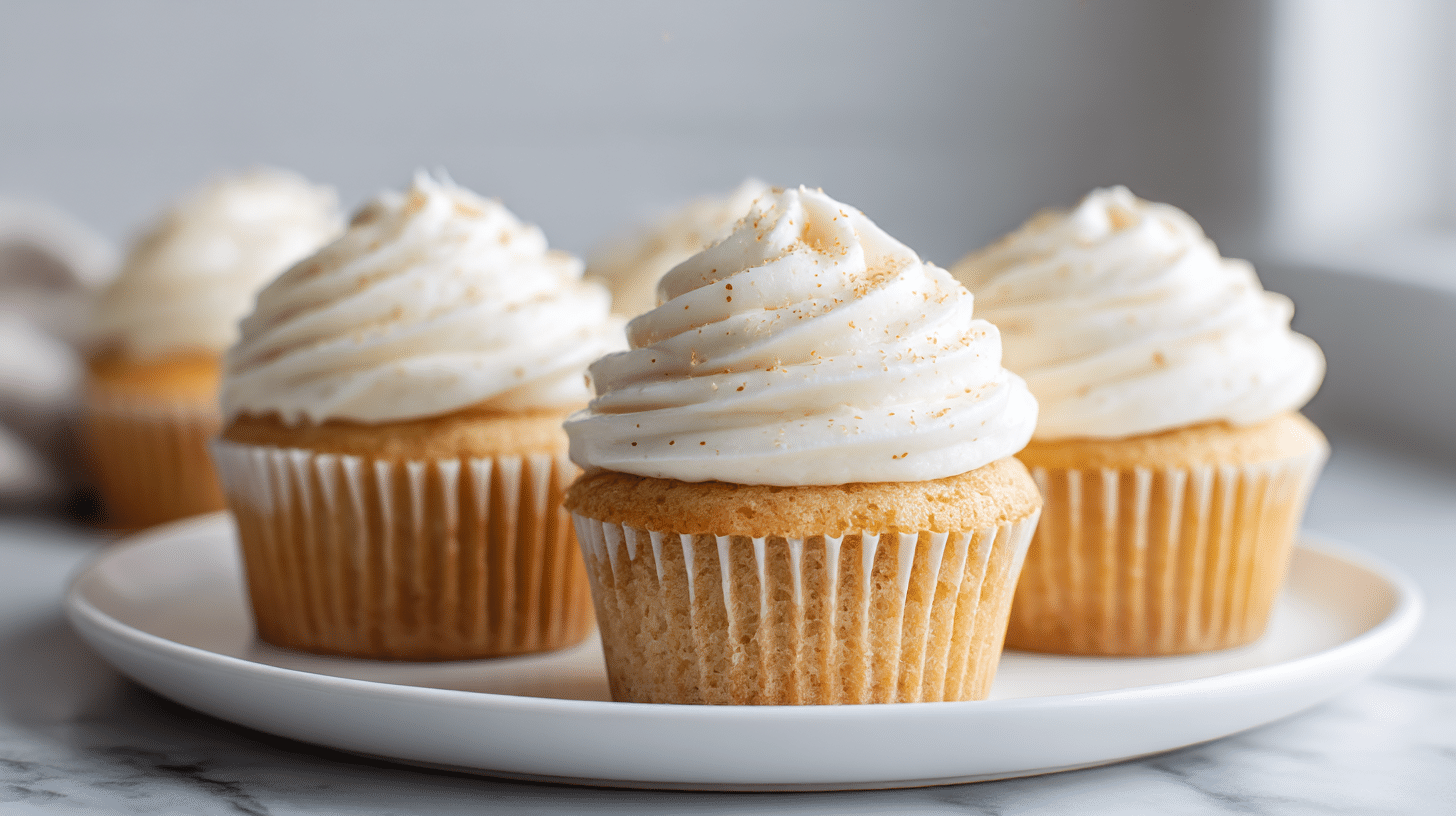 gordon ramsay vanilla cupcakes topped with delicate vanilla bean specks