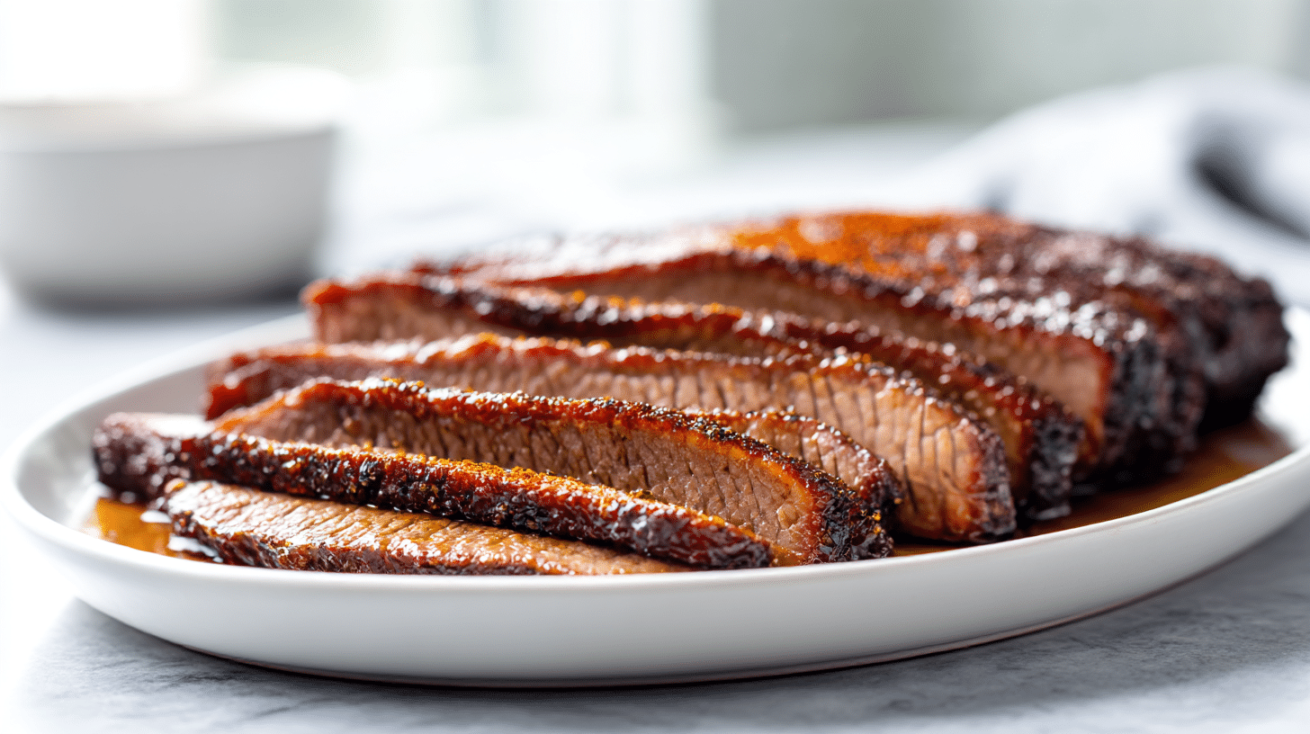 gordon ramsay bbq brisket slices glistening invitingly on a plate