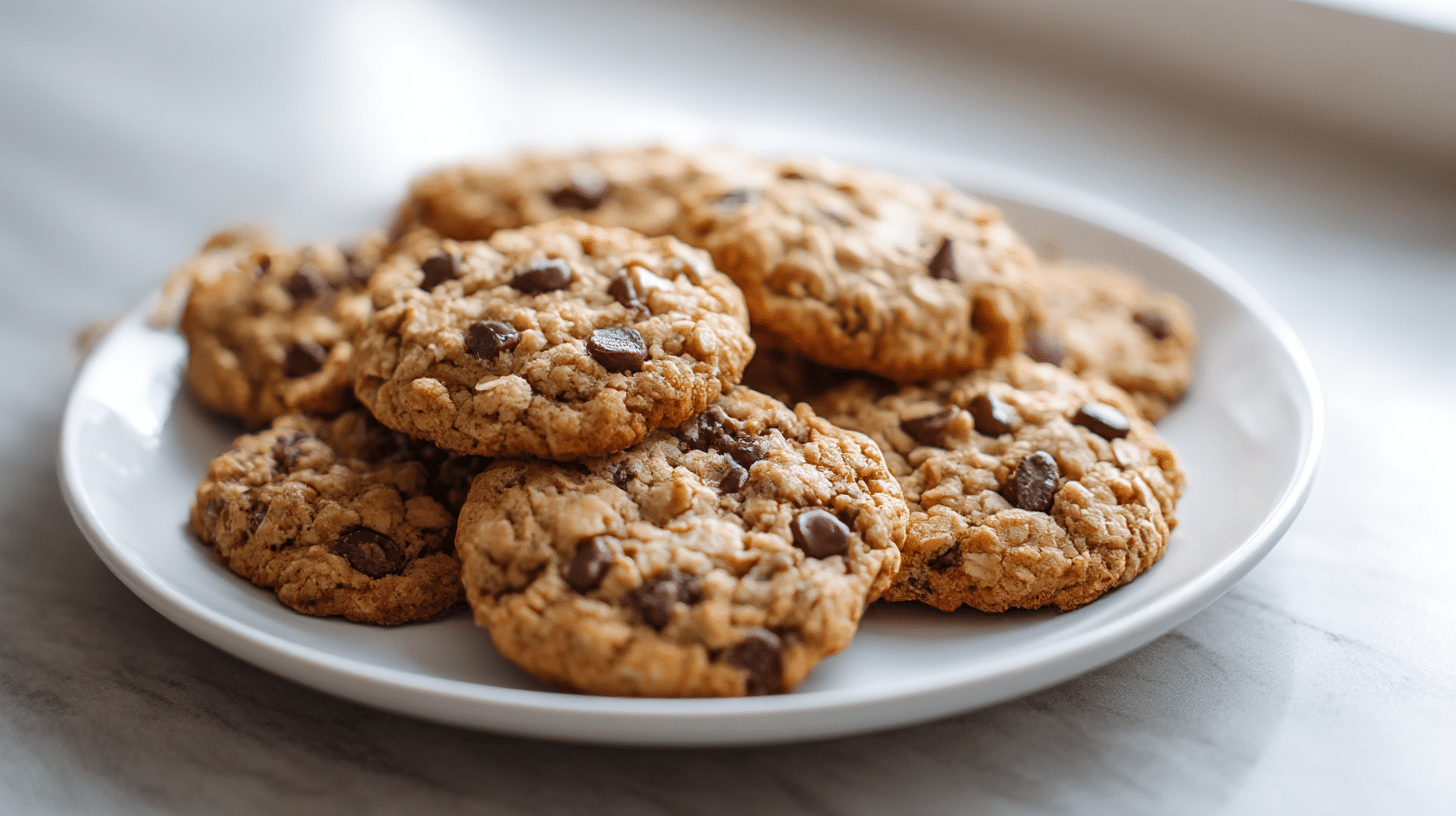 Freshly baked gordon ramsay oatmeal cookies with chocolate chips