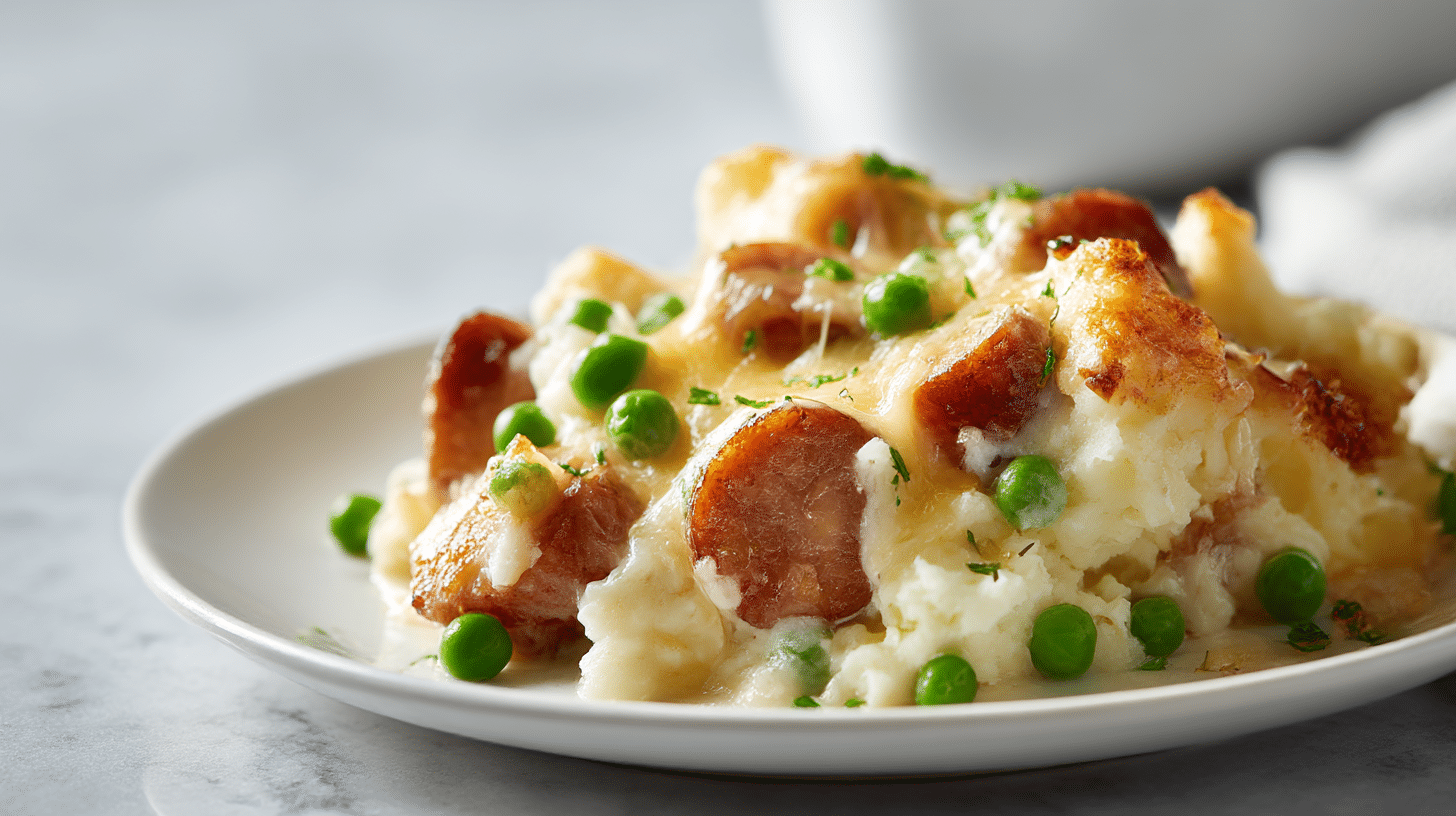 A delicious gordon ramsay winter casserole featuring sausage and mashed potatoes