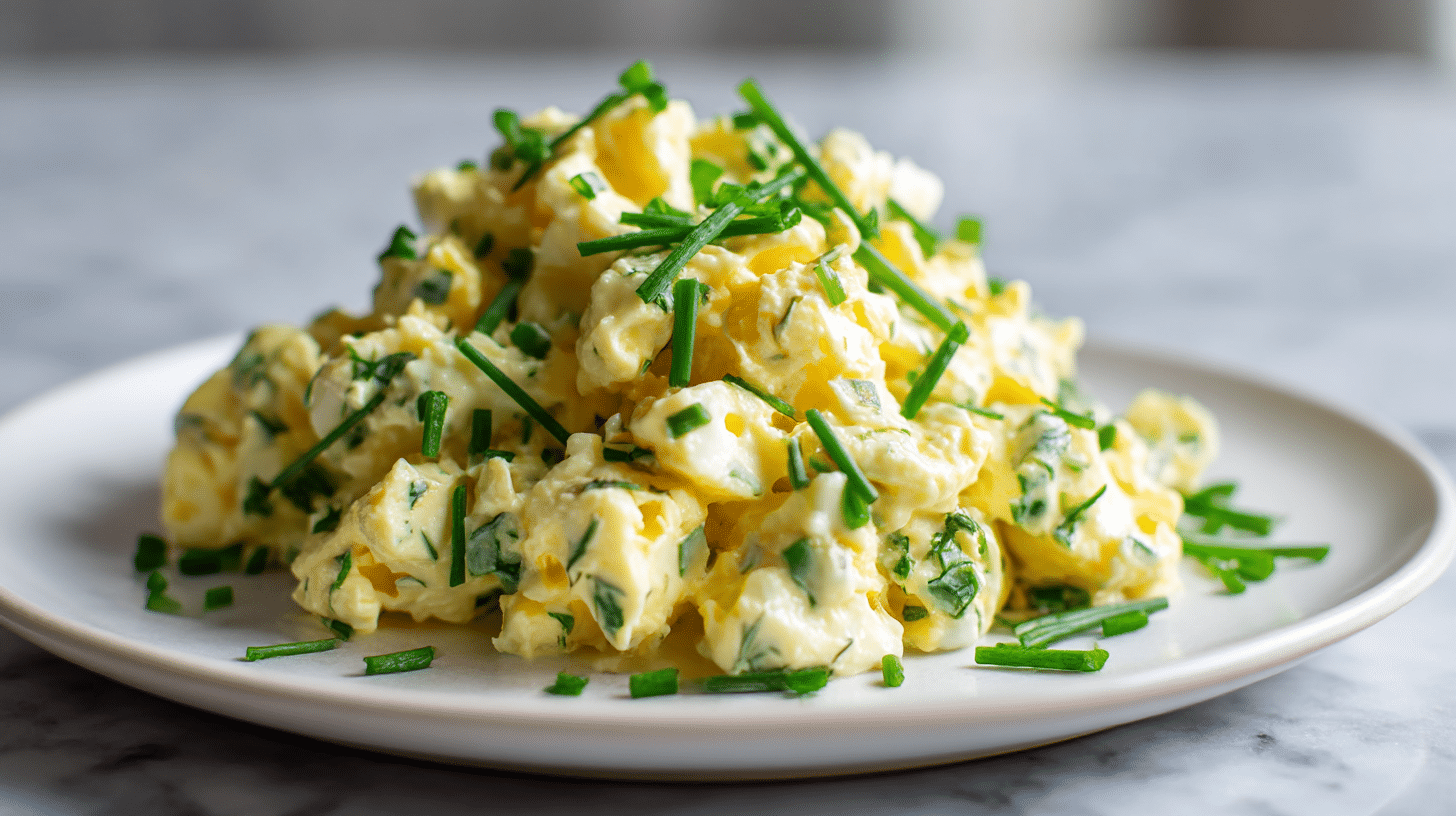 A vibrant and creamy gordon ramsay egg salad with fresh herbs and mayonnaise.
