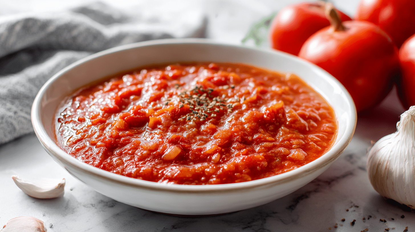 Gordon Ramsay Pizza Sauce Recipe 1 Gordon Ramsay pizza sauce in a vibrant close-up view