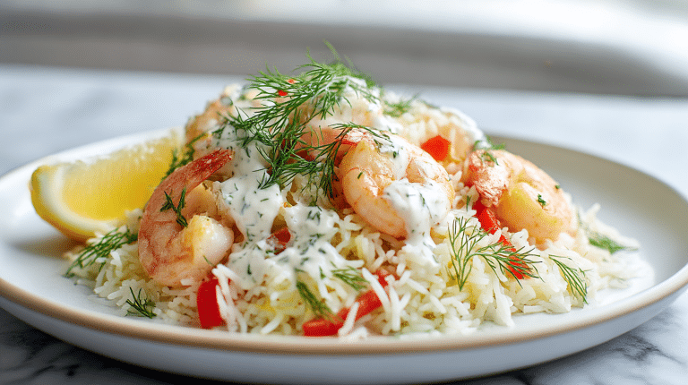 Gordon Ramsay Prawn Pilaf Recipe 7 gordon ramsay prawn pilaf on a white ceramic plate with a lemon wedge