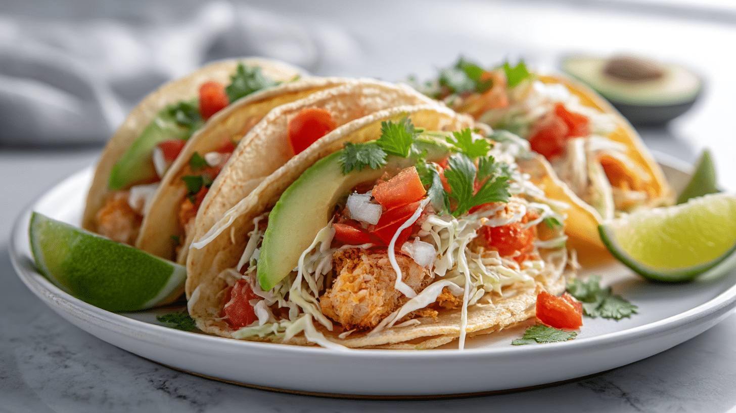 Gordon Ramsay Fish Tacos Recipe 1 A close-up view of gordon ramsay's fish tacos with vibrant layers of fresh ingredients.
