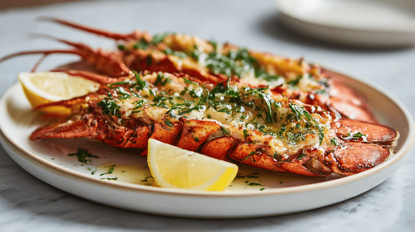 A delicious serving of gordon ramsay's grilled lobster with garlic-herb butter